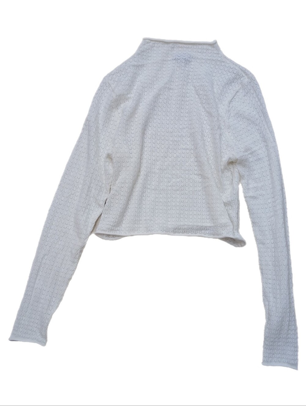 Wild Fable White Knit Long Sleeve Cropped Turtle Neck Shirt | Sz Lg